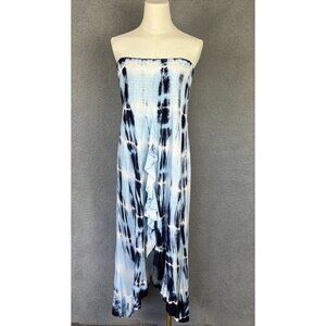 Raviya Strapless Coverup Dress Ruffled Hem XL Navy Tie Dye New With Tags.